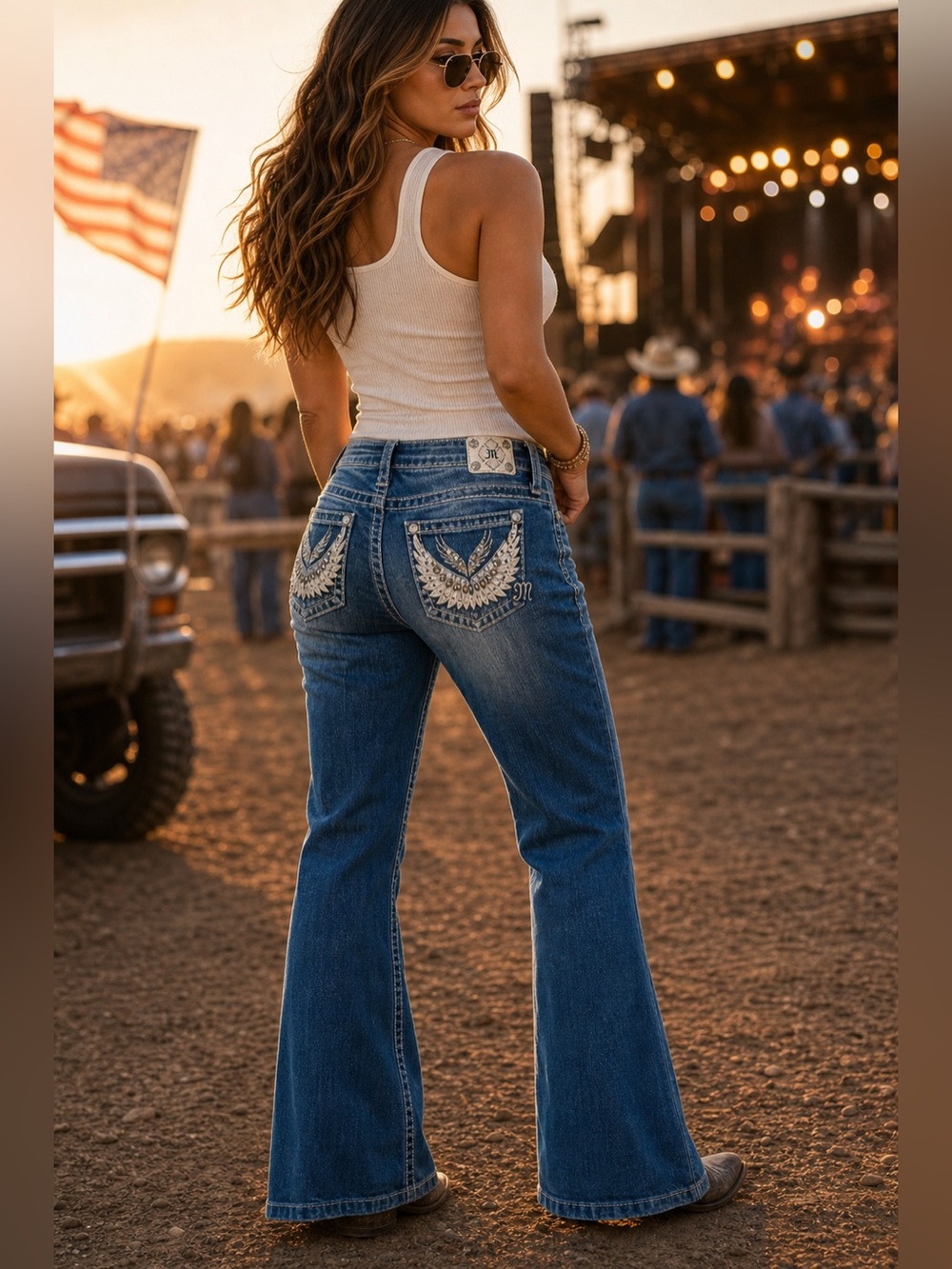 Miss Me Embellished Mid-Blue Bootcut Jeans